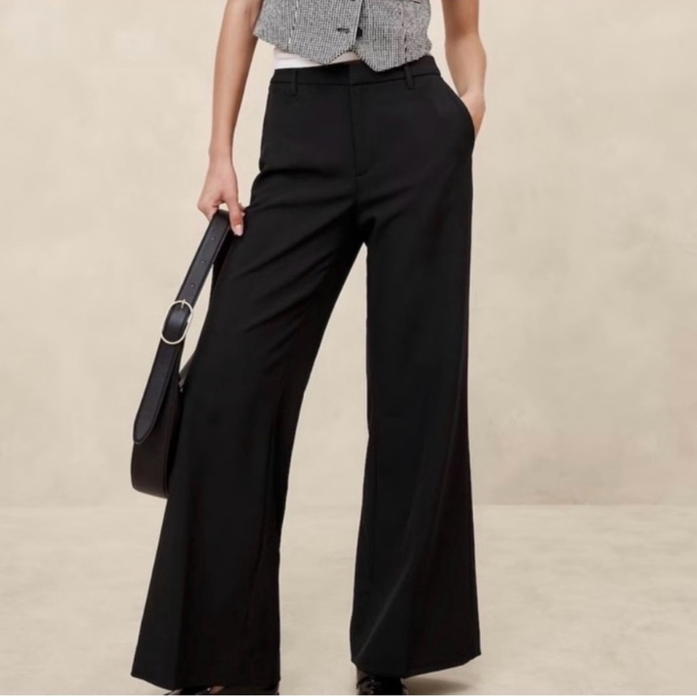 NWT Banana Republic Black Sculpted Stretch Wide-Leg Women's Pants Sz 6 MSRP $100